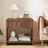 Night Stand Set of 2, Mid Century Modern Farmhouse Wood Nightstand with Wave Panel Drawer, Bed Side End Table for Small Space, Living Room - Walnut ORRD