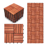 CLOVERHOLM Interlocking Deck Tiles-10PCS Waterproof Acacia Wood Patio Tiles, Easy Snap Flooring Tiles for Indoor and Outdoor,Balcony, Entry, Poolside Tiles, 12”x12”, 10sq.ft per Box, Teak CLOVERHOLM