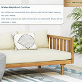 Merax Outdoor Acacia Wood Daybed, 3 Seater Day Bed Couch Sofa with Water Resistant Cushions for Patio Backyard, Garden Furniture, Beige Merax