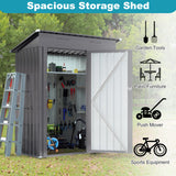 Lyngins 5X3 FT Outdoor Metal Storage Shed, Tool Shed with Pitched Roof and Lockable Door, Compact Garden Shed for Backyard Garden Patio Lawn, Gray Lyngins