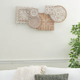 Deco 79 Wood Floral Home Wall Decor Intricately Carved Wall Sculpture, Wall Art 36" x 2" x 17", White Deco 79