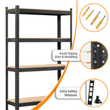 Topeakmart 5-Tier Utility Shelves, Metal Storage Shelves Garage Shelving Unit Adjustable Garage Storage Shelves Storage Racks Heavy Duty Shed Shelving- Black, 35.5 x 12 x 71 Inch Topeakmart