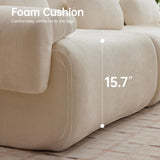 MAXMXX 117”L Shaped Modern Sofa Modular Sectional Cloud Couch with Ottoman,Oversized Boneless Sofa,3+1 Seater Chenille Deep-Seat Sofa with 3 Pillows,Suitable for Living Room or Bedroom(White) MAXMXX