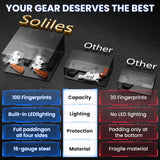 Smart Gun Safe, 4 Ways Biometric PistolRechargeable Safe withFingerprint/Keypad/Key/APP Lock, APPControl, LCD Display, Emergency PowerSupply Handgun Lock Box for HomeBedroom, Car soliles