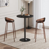 Flamaker Modern Black Round Bistro Pub Table - Stylish Metal Base with MDF Top for Dining and Entertaining Flamaker