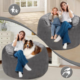 Homguava 3FT Bean Bag Chair: 3' Bean Bags with Memory Foam Filled, Large Beanbag Chairs Soft Sofa with Dutch Velvet Cover-Grey Homguava