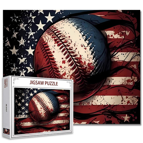 Baseball Jigsaw Puzzle 1000 Pieces Puzzles for Adults,American Flag Jigsaw Puzzles for Challenging Family Activity Games DIY Puzzle for Home Wall Decor Gifts - 20 x 27 Inches Aihonmin