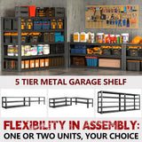 Lauxery 84.3" H Tote Storage Rack 2500LBS 5 Tier Metal Shelving Adjustable Pantry Shelving Unit 60" W×24" D×84.3" H - Storage Shelves for Pantry, Garage, Warehouse Lauxery