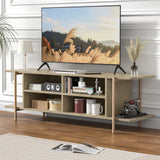 Giluta TV Stand for TV up to 75 Inch, Wood TV Cabinet with Open Storage, Entertainment Center TV Console Table, Coffee Table for Living Room (Light Oak) Giluta