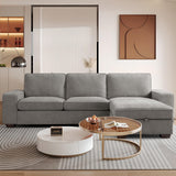 PARKOL 102" L-Shaped Sectional Couch with Storage, Sofa with Reversible Chaise, USB Type-C Charging, Chenille Fabric, Removable Cushion Covers, for Small Space, Apartment, Living Room, Light Gray PARKOL