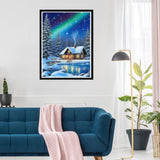 SKRYUIE 5D Diamond Painting Kits Winter - DIY Diamond Art Kits for Adults Aurora, Full Round Drill - Crystal Embroidery Cross Stitch - Craft for Wall & Office Decor - 12x16 Inch SKRYUIE