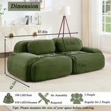 YESER Modular Sectional Sofa Boneless Couch Corduroy Cloud Couch, Modern Deep Seat Sectional Couches for Living Room, 82" Loveseat Apartment Sofa Small Couches for Small Spaces, No Assembly(Green) YESER