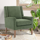 COLAMY Modern Wingback Living Room Chair, Upholstered Fabric Accent Armchair, Single Sofa Chair with Lounge Seat and Wood Legs for Bedroom/Office/Reading Spaces, Green COLAMY