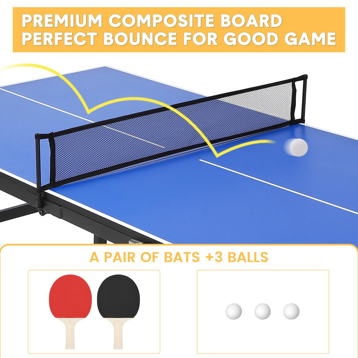 GAOMON Foldable and Portable Table Tennis Table, Indoor and Outdoor Ping Pong Table, Table Tennis Table with 2 Table Tennis Paddles and 3 Balls, 5 Minute Assembly, 60 x 26 x 27.5 Inch GAOMON