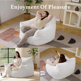 Giant Plush Bean Bag Chair for Adults with Armrests - Oversized Comfy Beige Beanbag Lounge Lazy Floor Sofa Accent Chair for Living Room, Bedroom & Dorm, Cozy Fluffy Single Cloud Mini Couch Gericco