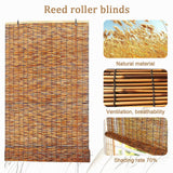 Reed Roller Blinds Bamboo Blinds Bamboo Shades Roman Blinds Outdoor Shades, Ventilation and Sun Protection, for Windows Porch Patio, Easy to Install and use-Carbonized Color ZAZRLW