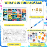 Gueevin 10 Pack Paint by Number DIY for Adults Paint by Numbers Acrylic Painting Kits Canvas, Without Frame, Simple Oil Painting for Spring Summer Gift Wall Decor 12 x 16 inch(Beach Style) Gueevin