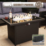 LayinSun 10 Piece Wicker Patio Furniture Set with Fire Pit Table, Classis Outdoor Conversation 360 Degree Swivel Chairs Set with Coffee Table LayinSun