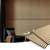 Art3d 2 Wood Slat Acoustic Panels for Wall and Ceiling - 3D Fluted Sound Absorbing Panel with Wood Finish - Oak Art3d