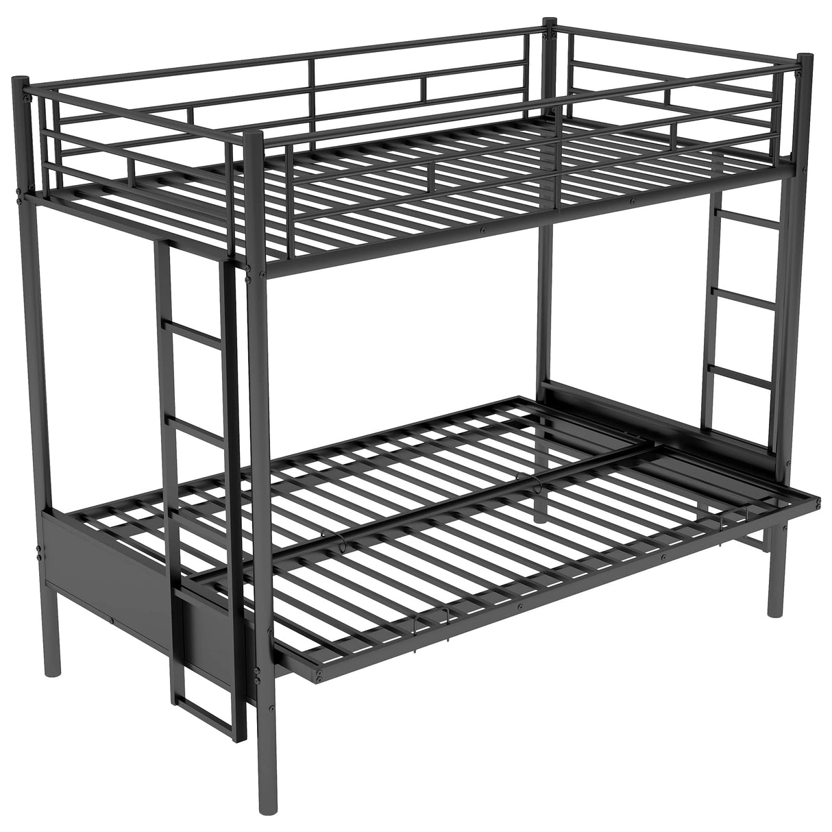 Bellemave Twin Over Futon bunk Bed, Futon bunk Bed, loft Bed with futon, No Box Spring Needed, Black Bellemave