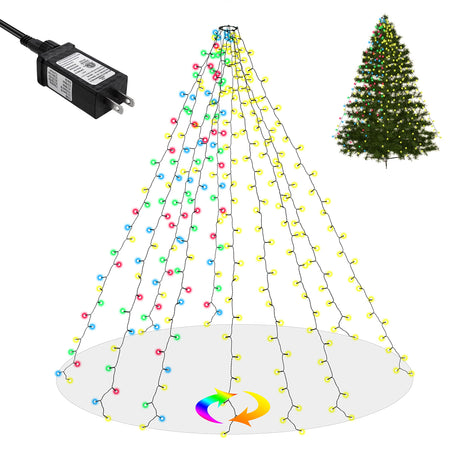 Christmas Tree Lights,Warm White & Multicolor 11 Lighting Modes Christmas Fairy Tree Lights,350LED,10FT x 10 Lines Christmas String Lights for Xmas Tree Decoration Chasefun