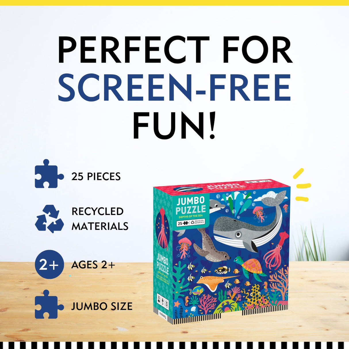 Mudpuppy Depths of The Sea - Jumbo 25 Piece Jigsaw Floor Puzzle Featuring Whales, Dolphins, and More!, Flower Mudpuppy