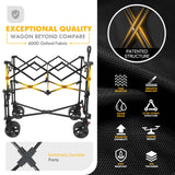 Sekey 400L Double Decker Beach Wagon 50''L Extra-Long Extended Shelf, Collapsible Wagon Cart with 500lbs Capacity, Heavy Duty Folding Wagon All-Terrain Wheels for Camping, Sports, Garden.Black Sekey