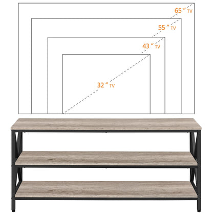 Yaheetech TV Stand for 65 Inch TV with Storage for Living Room, Industrial Entertainment Center TV Console Table with 3 Shelves, Sturdy Wooden TV Table with Metal Frame, 55 x 16 x 24.5'', Gray