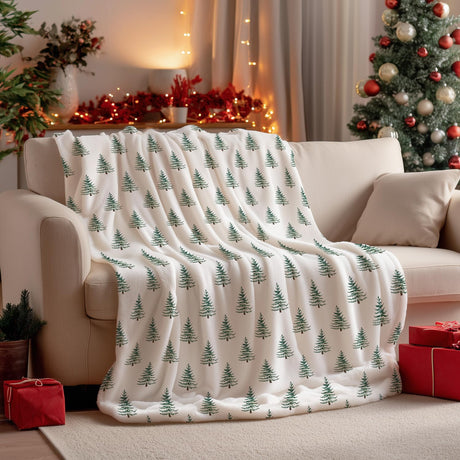 Horaldaily Christmas Flannel Blanket Throw, Christmas Trees Boho Soft Fuzzy Plush Cozy Fleece Blankets for Couch Sofa Bed Lounging, Ideal Gifts for Kids Adults Wife Self, 50x60 Horaldaily