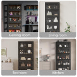 BONITURE Display Cabinet with Acrylic Glass Doors,5-Tiers Curio Cabinet with LED Lighting for Collectibles, Collectibles Toy Organizers Rack & Display Shelf Display Case Storage Cabinet, Black BONITURE