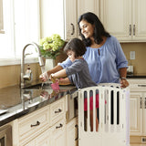 Guidecraft Kitchen Helper® Toddler Tower Step Stool - Contemporary - White: Folding Adjustable Height Montessori Wooden Learning Furniture with Keepers Guidecraft