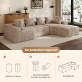 DAMAIFROM Oversized L Shape Sectional Sofa with Chaise, 134" W L-Shaped Sectional Couches with 63" D x 40" W Chaise Lounge Boneless Chenille Sofas for Large Living Room, Camel DAMAIFROM