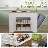 VALONDINO 46.5" Modern Kitchen Island with Trash Can Storage Cabinet, Rolling Kitchen Island Cart on Wheels with Open Side Shelves & Drawers, Storage Cabinet with Inner Adjustable Shelves, White-1 VALONDINO
