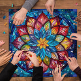 Stained Glass Puzzle Mandala Puzzle for Adults 1000 Pieces, Colorful Mandala Flower Puzzle Art, Impossible Hard Difficult Challenging Jigsaw Puzzles for Adults PICKFORU