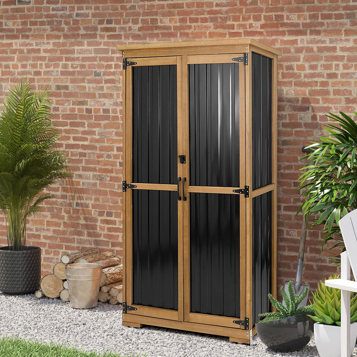 Outdoor Storage Cabinet Waterproof with Shelves, Outside Cabinets Weatherproof, Patio Backyard Pool Garden Garage Storage Cabinet Storage Shed Tool Organizer PetsCosset