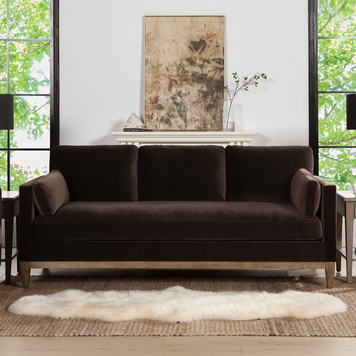 Jennifer Taylor Home Knox 84" Modern Farmhouse Performance Velvet Living Room Sofa Couch Jennifer Taylor Home