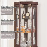 XZTUAJ Corner Curio Cabinet Display Case with Light, 69" H Glass Display Cabinet, Display Showcase Case Storage with Tempered Glass Door & Adjustable Glass Shelves for Living Room (Dark Cherry) XZTUAJ