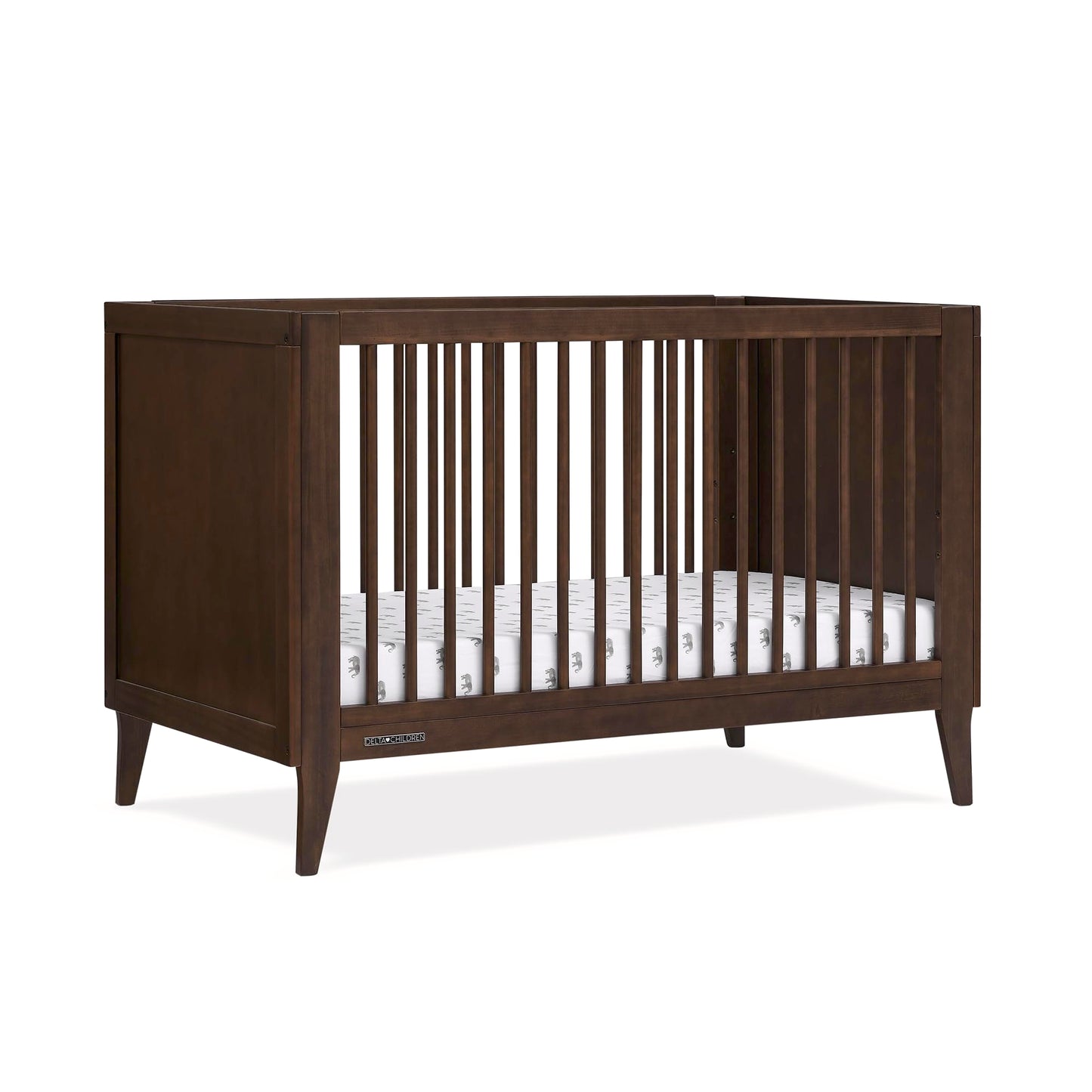 Delta Children Ollie 4-in-1 Convertible Crib - Greenguard Gold Certified, Walnut Espresso - WoodArtSupply