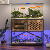 MELLCOM 40-50 Gallon Fish Tank Stand with Power Outlets and LED Light, Metal Aquarium Stand with Cabinet for Fish Tank Accessories Storage, Turtle Reptile Terrariums Stand Rack, Tank not Included MELLCOM