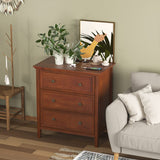 IKENO Nightstand with 3 Drawers and Charging Station, Solid Wood Nightstand Organizer for Bedroom IKENO