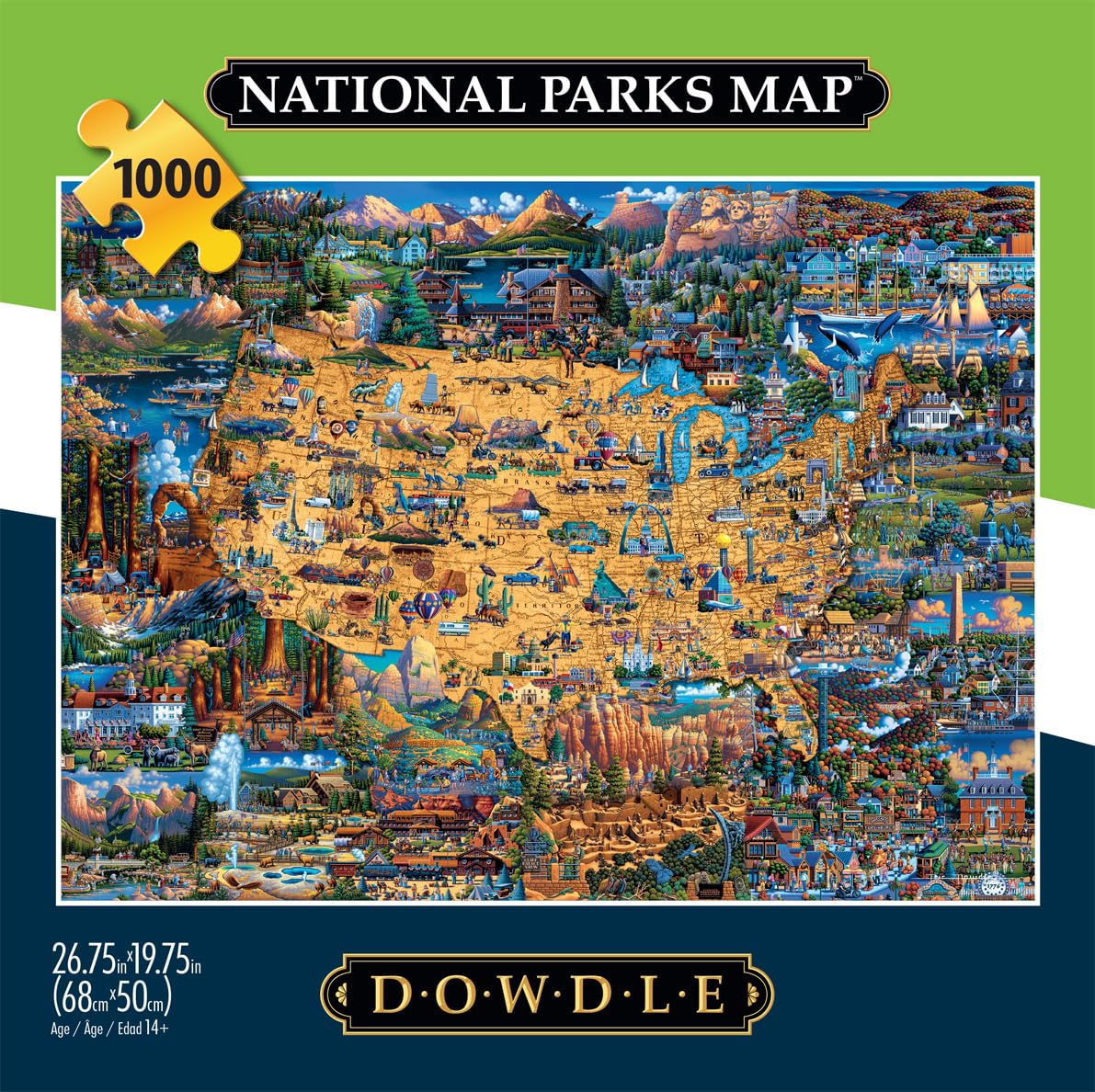 Buffalo Games - Dowdle - National Parks Map - 1000 Piece Jigsaw Puzzle for Adults -Challenging Puzzle Perfect for Game Nights - Finished Size is 26.75 x 19.75