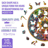Wooden Puzzles for Adults - Mandala Wooden Puzzle, Unique Dreamland Wooden Jigsaw Puzzles for Adults, Wood Puzzles Adult, Perfect for Birthday Gift, Family Puzzles, Royal Size 600 Piece 17.3 x 17.3in Pijesaksa