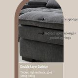 KEIKI 130" U-Shaped 6 seat Sofa with Storage Console, Cup Holders, Upholstered Sectional Sofa, Button Tufted Cloud Cushion Couch for Home, Office, Apartment, Gray KEIKI