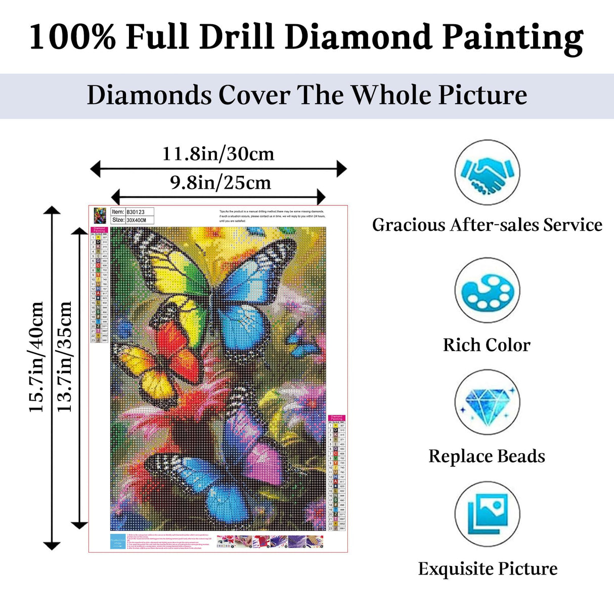 JAKI Butterfly Diamond Painting Kits for Adults Beginners-Butterfly Diamond Art Kit for Adults,5D DIY Gem Art Kits for Gift Home Wall Decor(12x16inch) JAKI