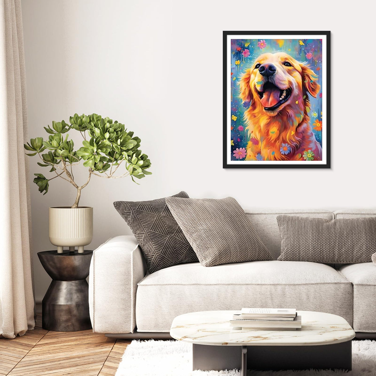RICUVED Diamond Art Kits for Adults, Dog Diamond Art Kits Full Drill 5D Animal Diamond Art, Golden Retriever Gem Dots Art and Crafts for Gift Home Wall Decor 12x16 Inch/30x40cm RICUVED