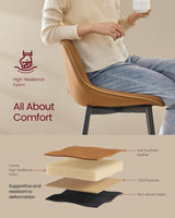 VASAGLE Bar Stools Set of 2, Bar Height Bar Stools with Back, Ergonomic Backrest, Synthetic Leather, Metal Legs, 28.7-Inch Tall Stools for Kitchen Island Home Bar, Caramel Brown ULBC888K01 VASAGLE