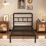 Husleephu Twin Bed Frames with Headboard, 12 Inch Heavy Duty Metal Twin Platform Bed Frame, No Box Spring Needed, Noise Free, Easy Assembly, Black Husleephu