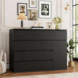 FOTOSOK 5 Drawer Dresser, Black Dresser Modern Dresser for TV Stand, Double Dresser Wide Storage Chests of Drawer with Door, Deep Drawers and Wide Storage Space FOTOSOK