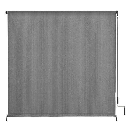 VICLLAX Outdoor Roller Shade, Patio Cordless Blinds Roll Up Shade (8' W X 8' L), Grey