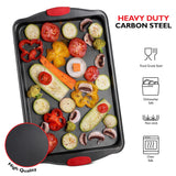 Baking Sheet Set, 3-Piece Cookie Sheet Set with Silicone Handles, Steel Baking Pans Set, Durable Baking Sheets for Oven, BPA Free Cookie Sheets for Baking Nonstick Set, Sheet Pan - Black Baking Pan EATEX